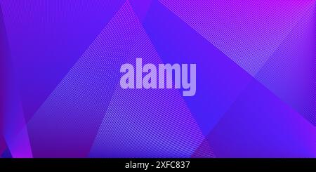 Abstract background with geometric mesh shapes in fluorescent colors like purple, blue and pink Stock Vector