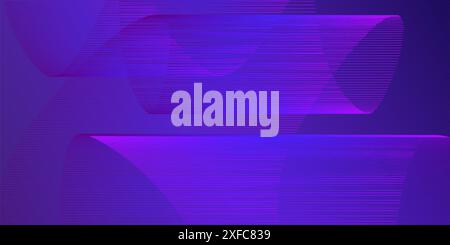 Abstract background with tubular mesh shapes and lines in fluorescent colors like purple, blue and pink Stock Vector