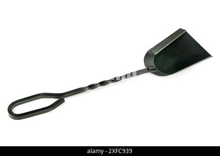 Fireplace scoop with forged handle isolated on white Stock Photo