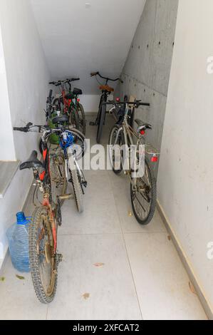 stair bicycle garage storage place office or an apartment block residential building or multi-family house Stock Photo