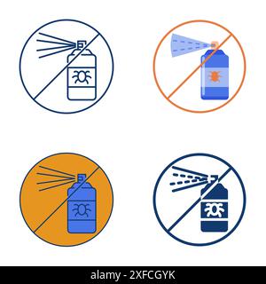 No synthetic pesticides icon set in flat and line style. Stop spraying poison. Vector illustration Stock Vector