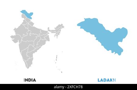 Ladakh Map1, State of India, Republic of India, government, Political map, modern map, Indian flag, vector illustration Stock Vector