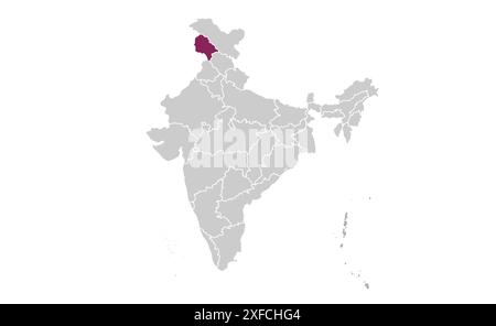 Jammu and Kashmir political map1, State of India, Republic of India, government, Political map, modern map, Indian flag, vector illustration Stock Vector