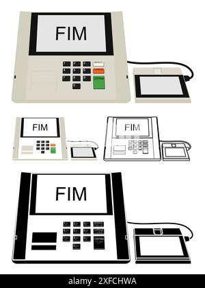 New model of Brazilian electronic voting machine. Illustration only. Stock Vector