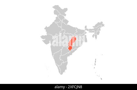 Chhattisgarh political map1, State of India, Republic of India, government, Political map, modern map, Indian flag, vector illustration Stock Vector