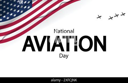 A group of vintage airplanes flying in formation to celebrate National Aviation Day Stock Vector