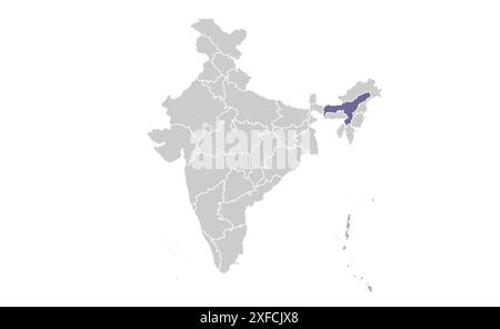 Assam political map1, State of India, Republic of India, government, Political map, modern map, Indian flag, vector illustration Stock Vector