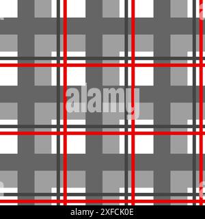 Plaid geometric seamless pattern. Checkered gray color cartoon isolated textile print pattern. Vector illustration on background Stock Vector