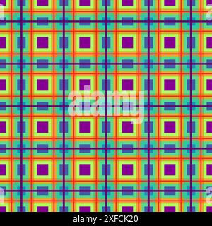 Yellow plaid geometric seamless pattern. Checkered green color isolated textile print pattern. Vector illustration on background Stock Vector