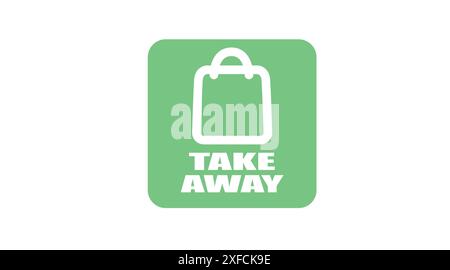 Take Away Bag Icon. Vector isolated flat illustration of a paper take away bag Stock Vector