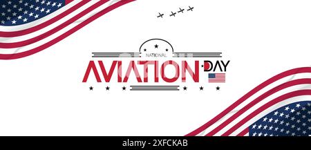 Aviation Day logo depicting a plane against a backdrop of a sky Stock Vector