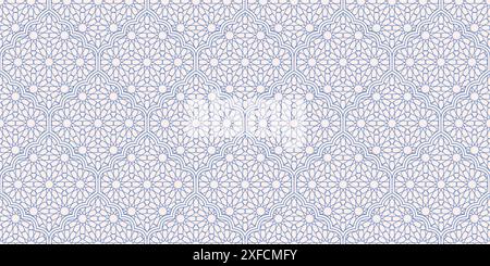 Thin line ornamental islamic background. Mashrabiya arabesque arabic seamless pattern grid. Abstract geometric textured for fabric, wrapping, card Stock Vector
