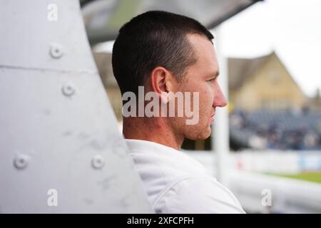 Cheltenham, UK, 2 July 2024. Gloucestershire's James Bracey during the Vitality County Championship Division Two match between Gloucestershire and Glamorgan. Credit: Robbie Stephenson/Gloucestershire Cricket/Alamy Live News Stock Photo