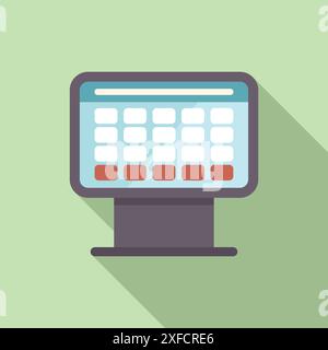 Digital kiosk displaying a calendar interface with highlighted dates, suggesting booking availability Stock Vector