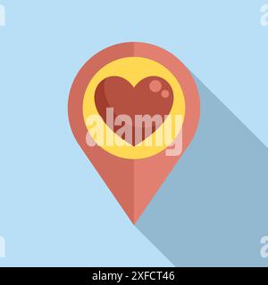 Location pin pointing love symbol with heart shape inside, for valentine's day or romantic events Stock Vector