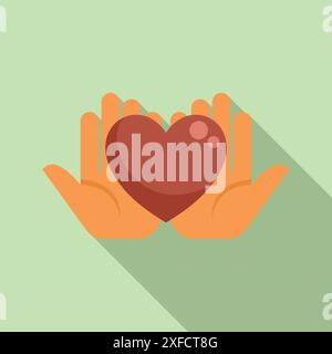 Two hands gently holding a heart, symbolizing love, care, and emotional support Stock Vector