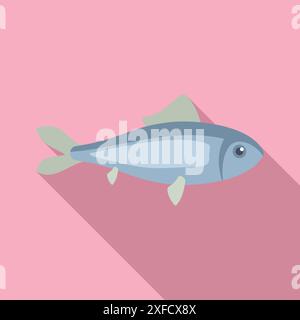 Minimalist illustration of a herring swimming in the sea, ideal for a simple and elegant representation of marine life Stock Vector