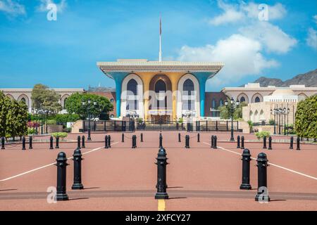 Central square and Al Alam ceremonial palace of the Sultan, Muscat, Oman Stock Photo