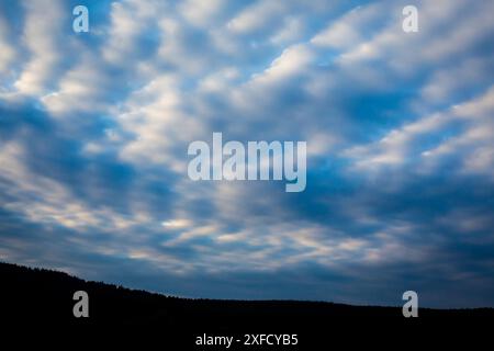 Sunset on a cloudy day, Waldviertel, Austria Stock Photo