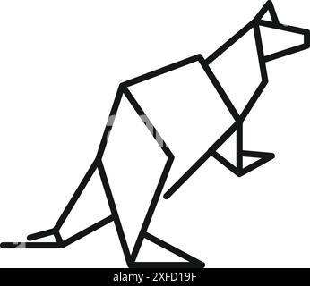 Geometric kangaroo jumping, origami style icon of an australian animal Stock Vector