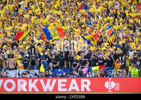 Munich, Germany. 02nd July, 2024. Munich, Germany, July 2nd 2024: Ultras of Romania during the UEFA EURO 2024 round of last 16 football match between Romania and Netherlands at Arena Munich, Germany. (Sven Beyrich/SPP) Credit: SPP Sport Press Photo. /Alamy Live News Stock Photo