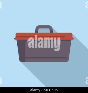 Plastic tool box with metal clasps, ideal for storing and transporting working tools for construction and repair Stock Vector
