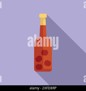 Minimalist illustration of a glass bottle containing whole peeled tomatoes, with a long shadow Stock Vector