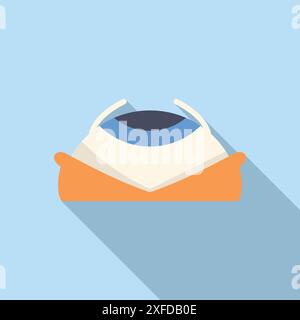 Futuristic monorail train moving fast forward on blue background with long shadow Stock Vector