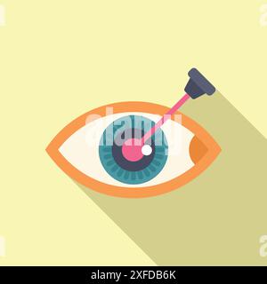 Laser surgery correcting vision by pointing a light beam on a human eye Stock Vector