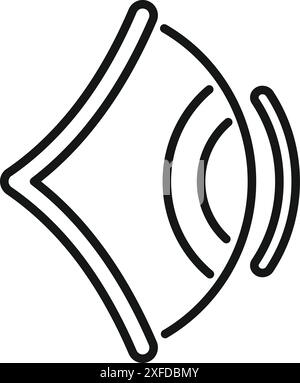 Simple icon of sound waves being reflected by a surface, illustrating the concept of an echo Stock Vector