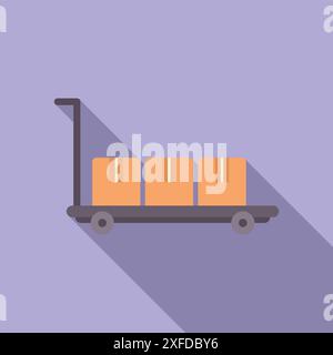 Simple flat illustration of a hand truck carrying three cardboard boxes, useful icon for delivery services Stock Vector