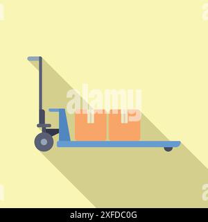 Hand truck carrying two cardboard boxes, commonly used for delivery services and moving Stock Vector