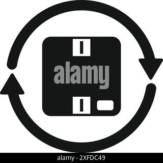 Circular arrow rotating around a cardboard box representing the concept of circular economy Stock Vector