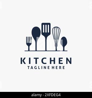Cooking utensils for kitchen logo design Stock Vector