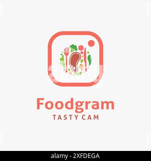 Food and camera for food vlogger logo design Stock Vector