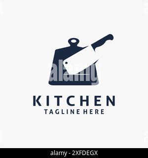 Cutting board and knife for kitchen logo design Stock Vector