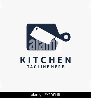 Cutting board and knife for kitchen logo design Stock Vector