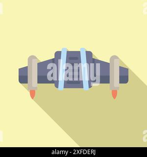 Jetpack equipment flying with firepower for gaming app design on a yellow background Stock Vector