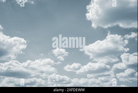 Overcast sky. Dramatic gray sky and white clouds before rain in rainy season. Cloudy and moody sky. Storm sky. Cloudscape. Gloomy and moody background Stock Photo
