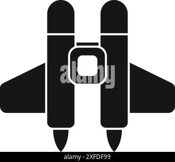 Military drone launching missiles icon in simple style on a white background Stock Vector