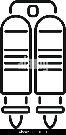 Line icon of a futuristic jetpack with two turbines, representing personal flying devices Stock Vector
