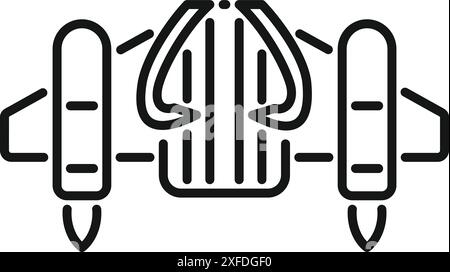 Black and white icon of a spacecraft launching from a base with smoke coming out of its engines Stock Vector