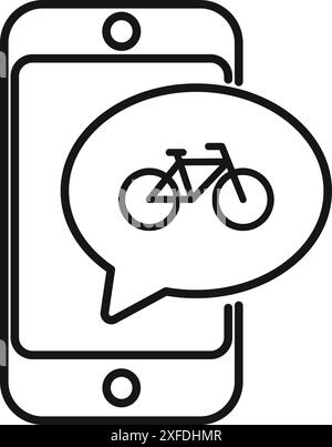Smartphone is showing a speech bubble containing a bicycle symbol, suggesting a bike sharing service Stock Vector