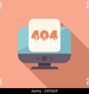 Desktop computer showing a 404 error message on screen, concept of website error, page not found Stock Vector