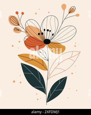 Floral wall art design vector. Abstract art background for canvas prints, wallpaper and home decor. Stock Vector