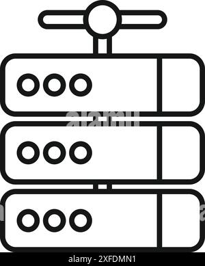 Line art icon of a server room showing data storage using hardware Stock Vector