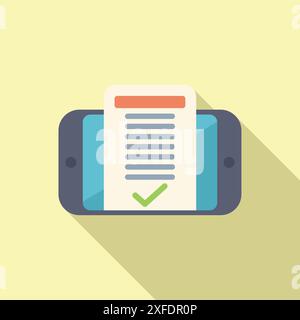 Modern smartphone is showing valid document for online check in with green check mark Stock Vector