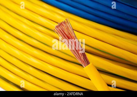 Spools of Electrical Wire on White Background Stock Photo