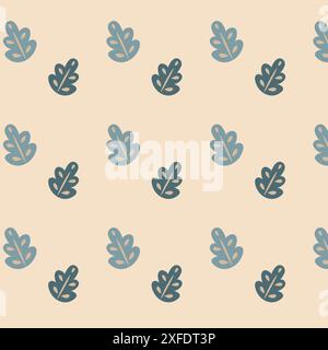 Seamless pattern with blue leaves in Scandinavian style. Cerulean and storm blue leaves on a light background. Pattern for wallpapers, fabrics, textil Stock Vector