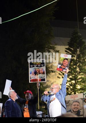 March 16th 2024, Tel-Aviv, Israel. Thousands of supporters rallied at the Hostages Square demanding the release of the Israeli hostages in Gaza. Stock Photo